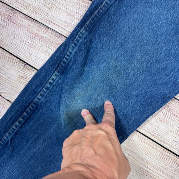 Wrangler Men's 30 Cowboy Cut Fit Denim Blue Jeans Hemmed to 28 1/2" - Picture 6 of 10